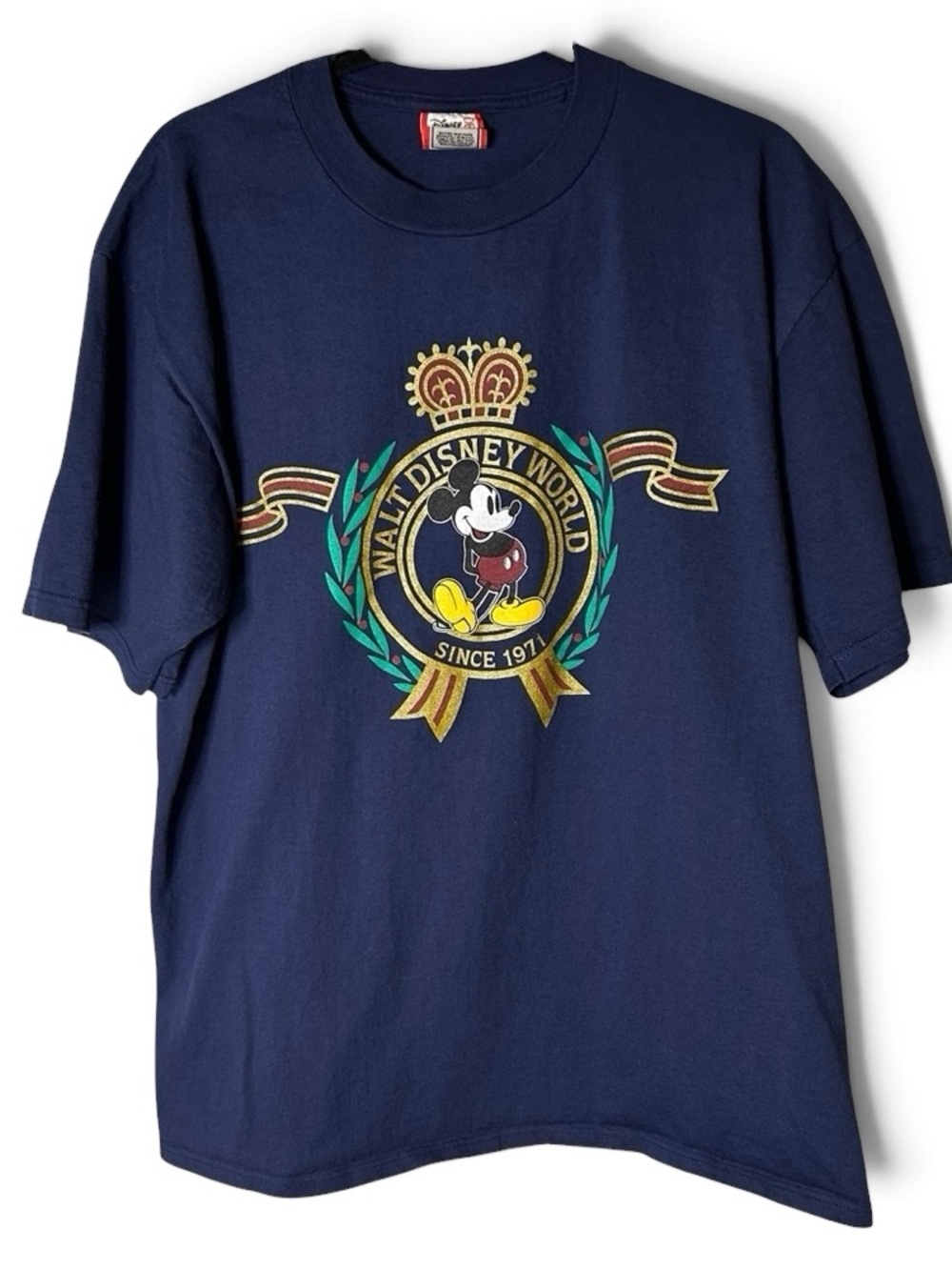 Vintage 90s Walt Disney World Nautical Crest T-Shirt Navy Mickey XL